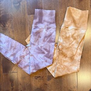 Free People women’s Seamless Tie-Dye Leggings in Lavender & Peach